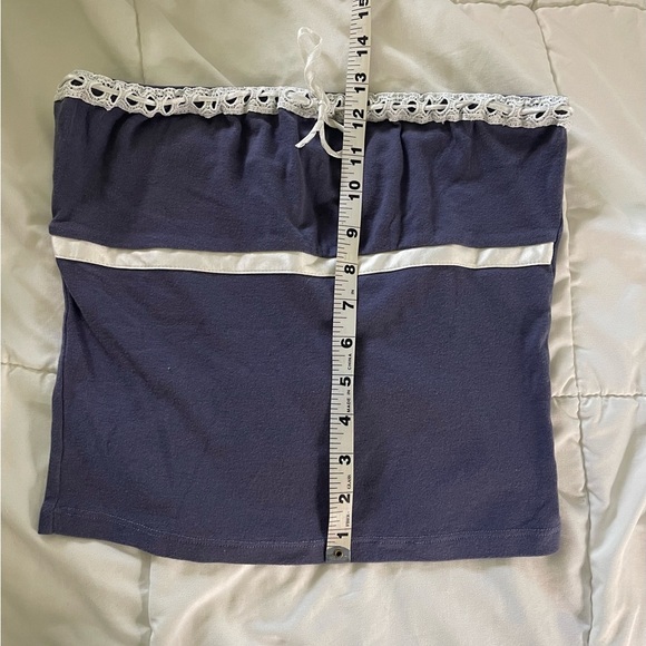 Y2K Subdued Navy Blue Tube Top with Lace Detail - Picture 5 of 5